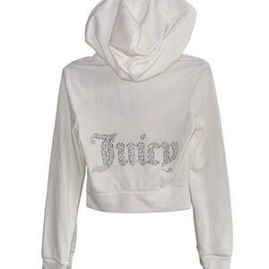NWT Juicy Couture White Velour Hoodie with Rhinestone Logo Size XS